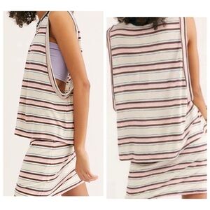Free People No Brainer Striped  Mini Skirt and Top Matching Set SMALL